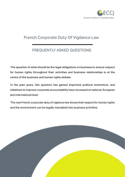 French Corporate Duty Of Vigilance Law