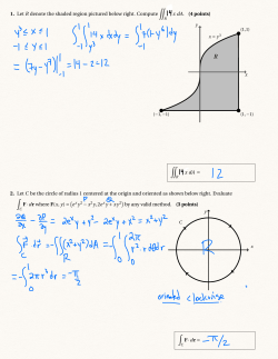 1. Let R denote the shaded region pictured below right. Compute œ