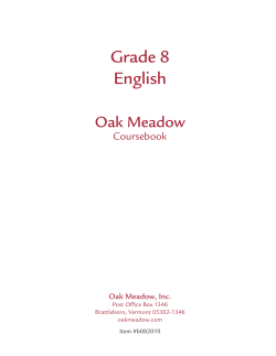 Grade 8 English - Oak Meadow School