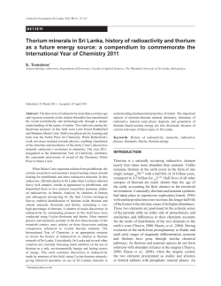 Thorium minerals in Sri Lanka, history of radioactivity and thorium as