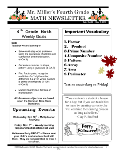 Mr. Miller`s Fourth Grade MATH NEWSLETTER