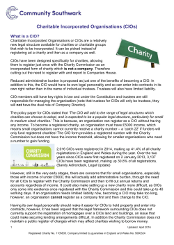 Charitable Incorporated Organisations (CIOs)