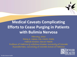 Medical Caveats Complicating Efforts to Cease Purging