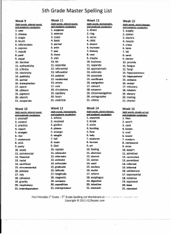 5th Grade Master Spelling List