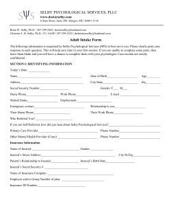 SELBY PSYCHOLOGICAL SERVICES, PLLC Adult Intake Form