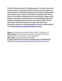 The Personality Inventory for DSM&ndash;5 (PID