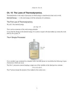 Ch. 15 The Laws of Thermodynamics.