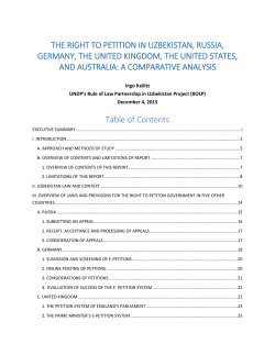 THE RIGHT TO PETITION IN UZBEKISTAN, RUSSIA, GERMANY