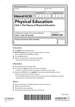 Additional sample assessment materials Approved for