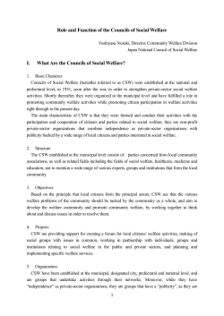 Role and Function of the Councils of Social Welfare I. What Are the