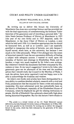 court and polity under elizabeth i - Manchester eScholar