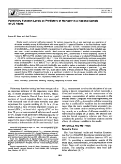 Pulmonary Function Levels as Predictors of Mortality in a National