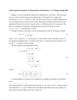 Small-Argument Expansion of a Polynomial in a Denominator