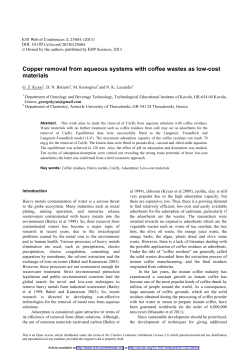 Copper removal from aqueous systems with coffee wastes as low