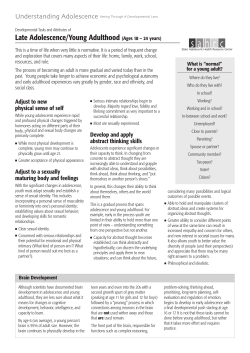 Late Adolescence/Young Adulthood (Ages 18 &ndash; 24 years)