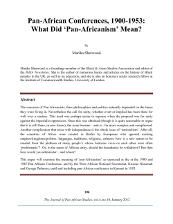 Pan-African Conferences, 1900-1953: What Did `Pan