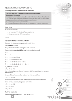 Quadratic Sequences (1)