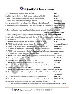 Equationscentre of excellence 1. In which country is Barail range