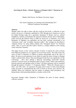 Searching for Home: A Reader Response of Jhumpa Lahiri`s