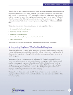 A. Supporting Employees Who Are Family Caregivers