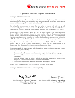 An open letter to world leaders and parties to armed conflicts Peace