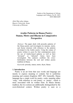 Arabic Patterns in Hausa Poetry: Stanza, Metre and Rhyme in