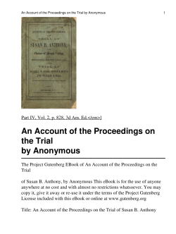 An Account of the Proceedings on the Trial of Susan B. Anthony