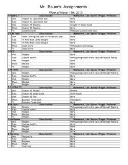 Mr. Bauer`s Assignments - Silver Lake Public Schools