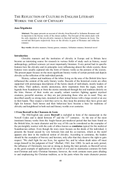the reflection of culture in english literary works: the case of chivalry