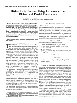 Higher-Radix Division Using Estimates of the