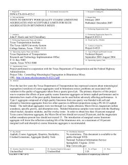 Tests to Identify Poor Quality Coarse Limestone Aggregates and