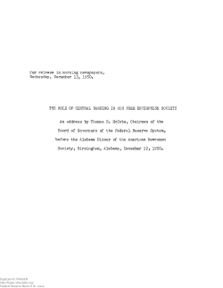 The role of central banking in our free enterprise society : an