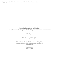 Prosodic Boundaries in Singing - Yale Linguistics