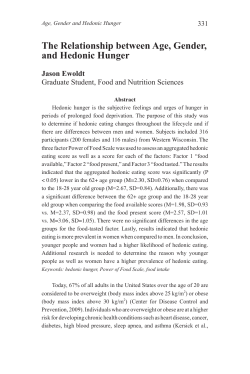 The Relationship between Age, Gender, and Hedonic Hunger