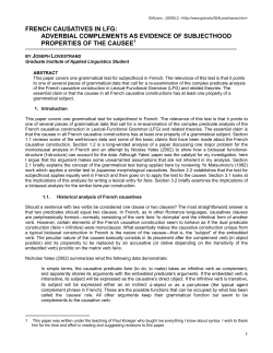 french causatives in lfg: adverbial complements as evidence of