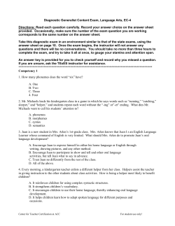 Diagnostic Generalist Content Exam, Language Arts, EC4 Directions