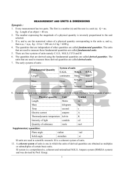 UNITS AND DIMENSIONS - Sakshi Education