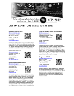 List of Exhibitors - Lunar and Planetary Institute