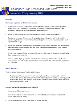 Numeracy Policy - Haslingden High School