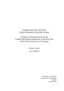 HARRY POTTER AND THE CHALLENGES OF TRANSLATION