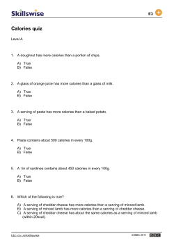 Calories quiz