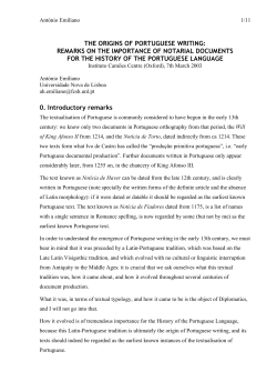 the origins of portuguese writing: remarks on the importance
