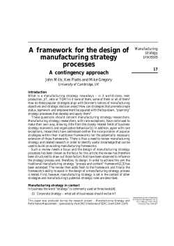 A framework for the design of manufacturing strategy processes