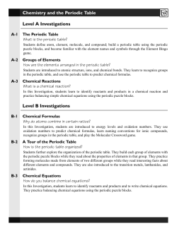 Chemistry And The Periodic Table Level A