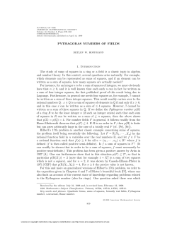 PYTHAGORAS NUMBERS OF FIELDS 1. Introduction The study of