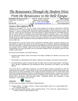The Renaissance Through the Modern West: From