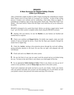 BRAKES A New Acronym for Rappel Safety