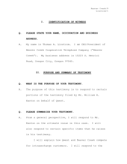 I. IDENTIFICATION OF WITNESS Q. PLEASE STATE YOUR NAME