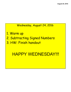 8/24 Subtracting Signed Numbers