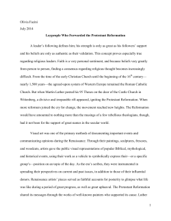 Laypeople Who Forwarded the Protestant Reformation